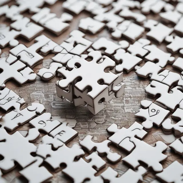 An individual holding a jigsaw puzzle representing employment terms, with completed pieces revealing financial growth and career success