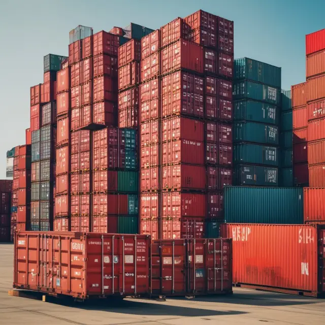 Golden scales with exports on one side and imports on the other, tipping towards exports, symbolizing a positive Terms of Trade ratio