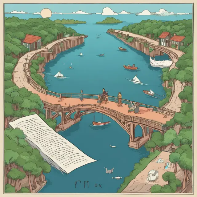 Image: A metaphorical representation of a term sheet bridge connecting two islands symbolizing parties. One island showcases a term sheet puzzle piece; the other holds a formal agreement document.