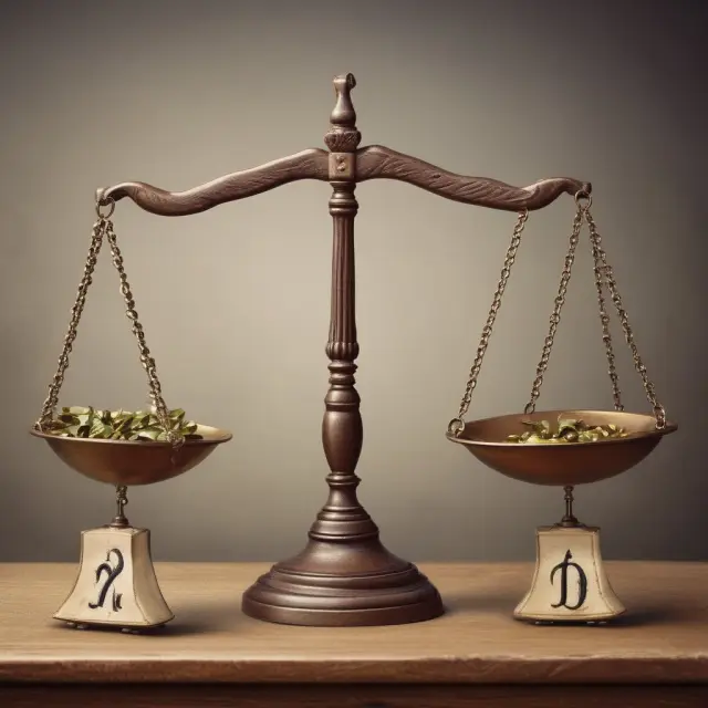 A table filled with term sheet elements, with balancing scales in the background representing fair negotiations