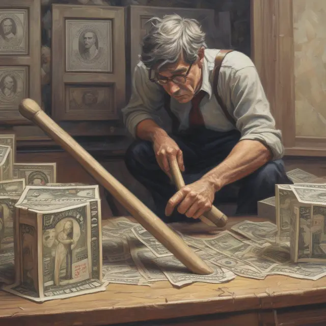 An artist sculpting a yield curve using a federal funds rate hammer and an open market operations chisel