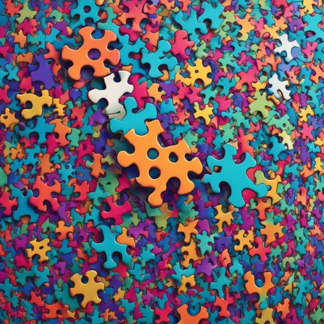 Puzzle pieces with questions and answers depicting various aspects of the tertiary industry