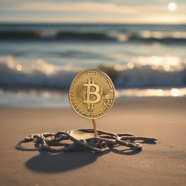 Gold Tether coin attached to a large USD, representing its stable value