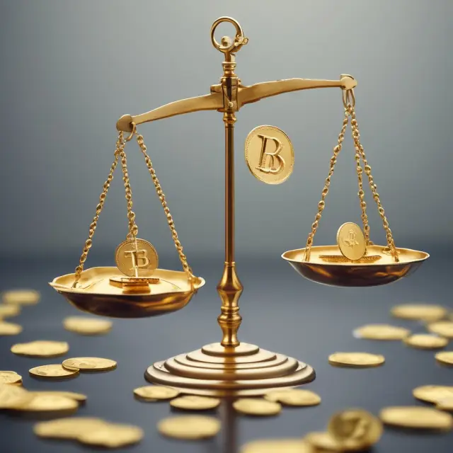 Gold scales showing EBITDA represented by coins in balance with a tall, imposing total enterprise value tower