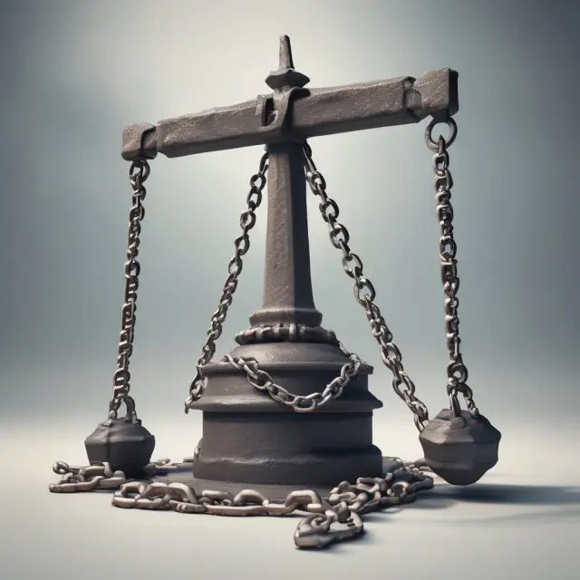 Anchored scales represent Total Enterprise Value, with one side weighed down by a heavy debt chain