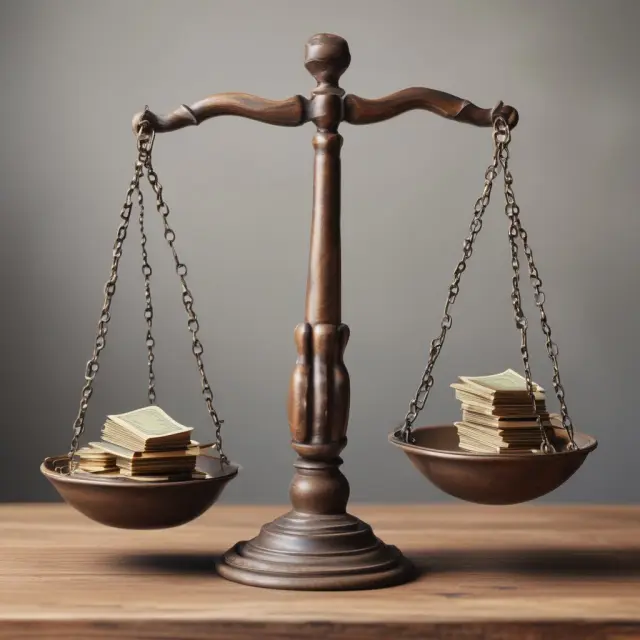 Scale illustrating the balance between a bank