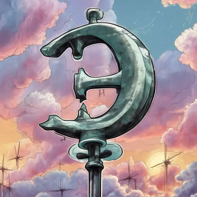A weather vane in the shape of the Tezos logo, symbolizing adaptability amidst cryptocurrency