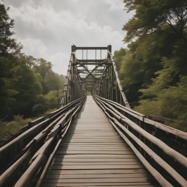 An image of a beautiful wooden bridge connecting different generations, representing the continuous influence of the Greatest Generation on future generations