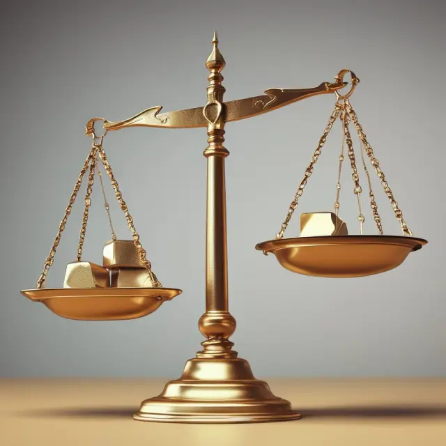 Golden scales balance the stock price, rights subscription price, and number of required rights to determine theoretical value during cum rights period