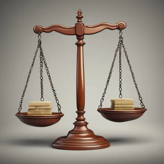 A balance scale with stock price, subscription price, and theoretical value represented as weights. The scale