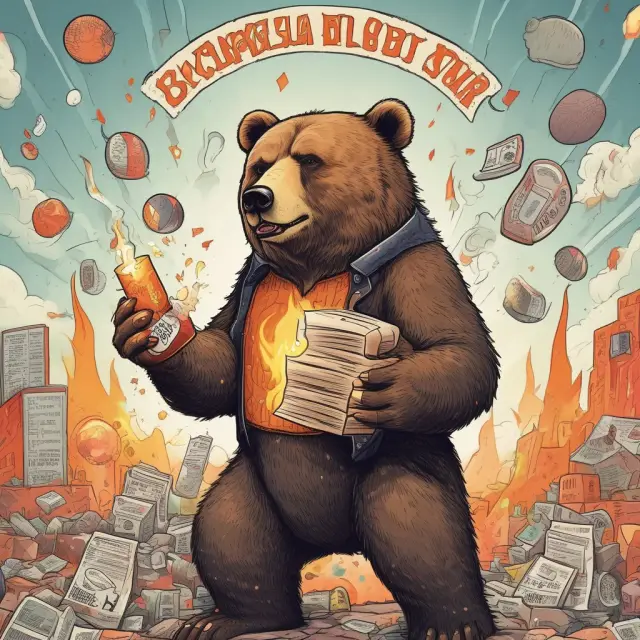 A bear skillfully juggles subscription prices, prevailing interest rates, and volatility flames as it holds a time capsule representing the difference between rights and options pricing.
