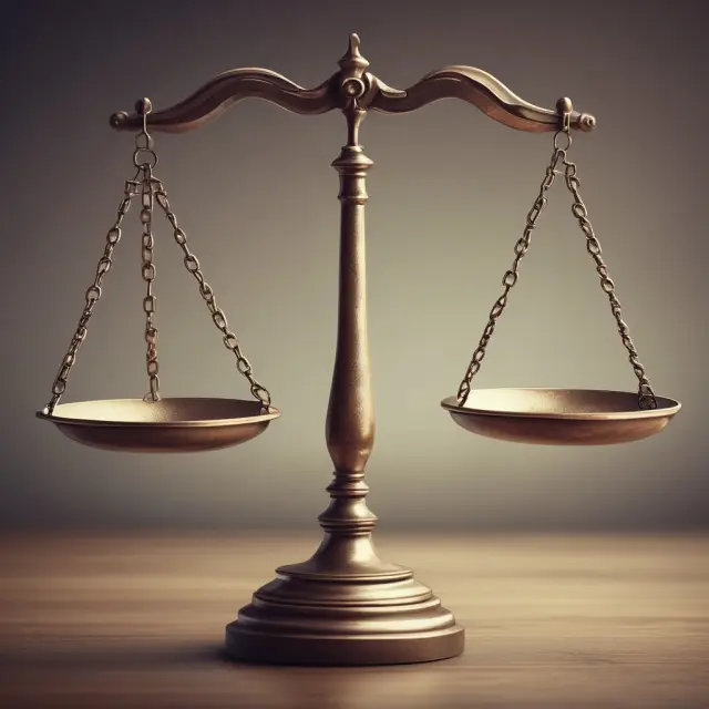 Theoretical value investment in institutional rights depicted as a balance scale tilting towards potential gains