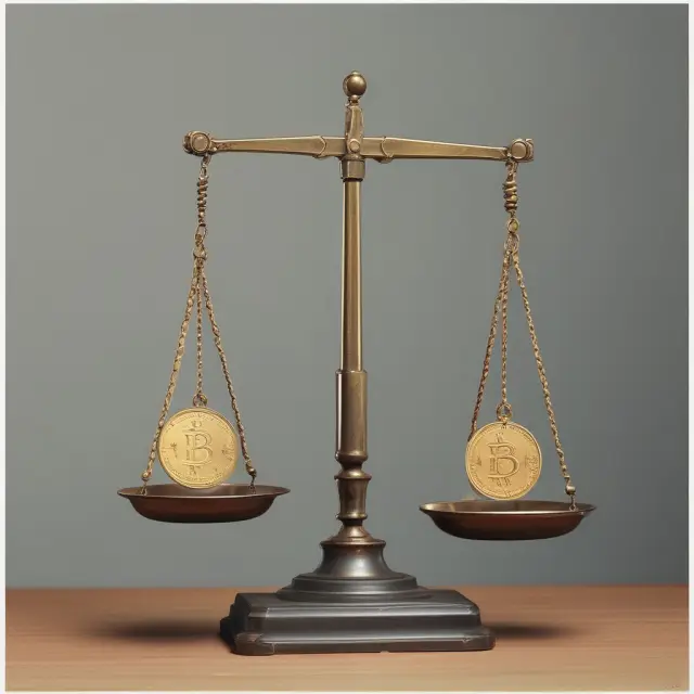 Golden coin symbolizing theoretical value balanced against a silver counterweight representing market value