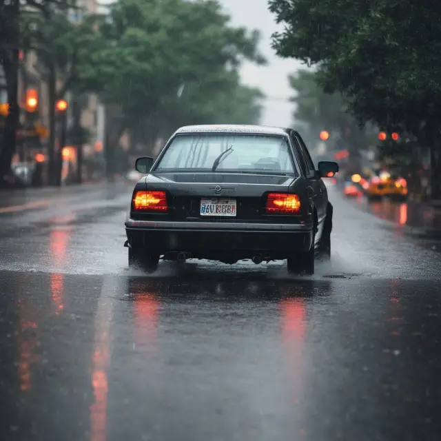 Umbrella representing third-party automobile insurance, shielding driver from claims and storm of potential risks