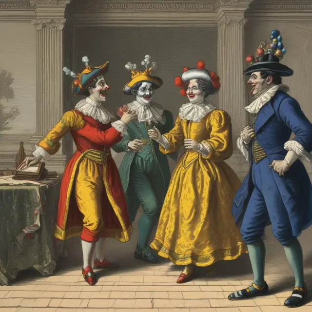 Jester (insurance broker), matchmaker (mortgage broker), and digital conduit (online payment portal) engaging in a dance representing third-party transactions.