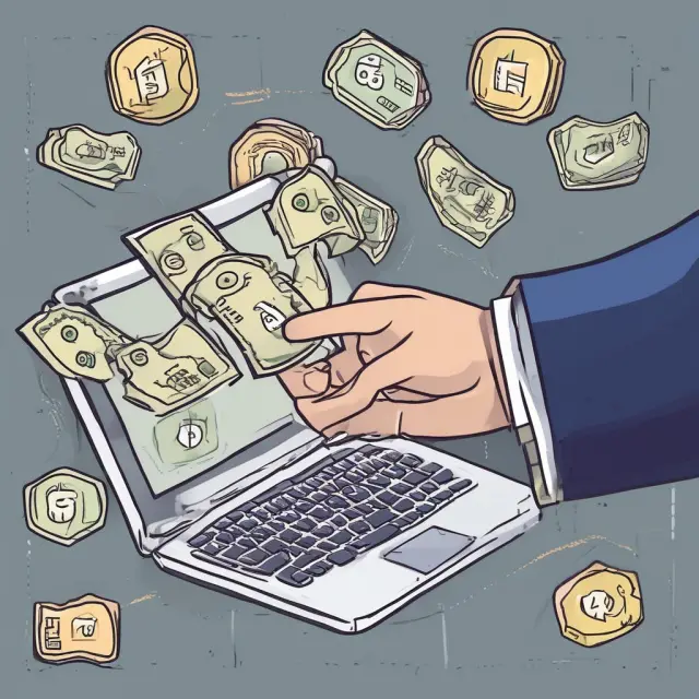 Digital hand transferring funds between two parties via an encrypted online payment platform