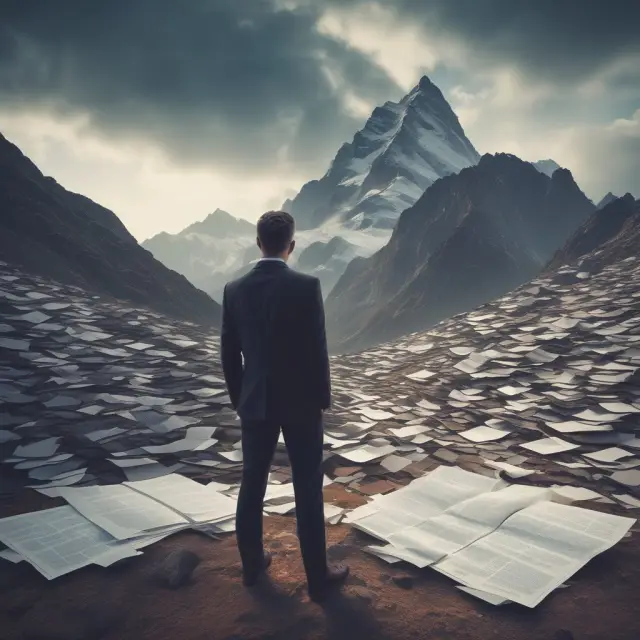 An accountant holding a stack of papers at a crossroad, pondering the revenue recognition and tax implications of various third-party transactions.