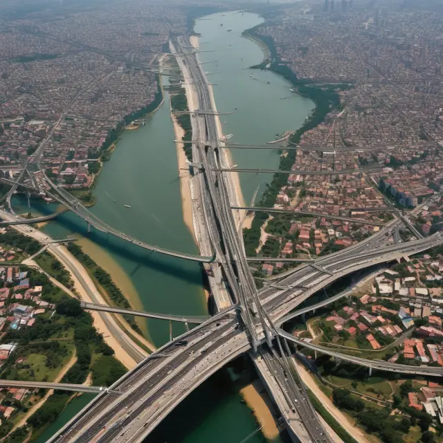 An image of a sturdy bridge connecting two continents, symbolizing the connection between investing opportunities and risks in developing countries