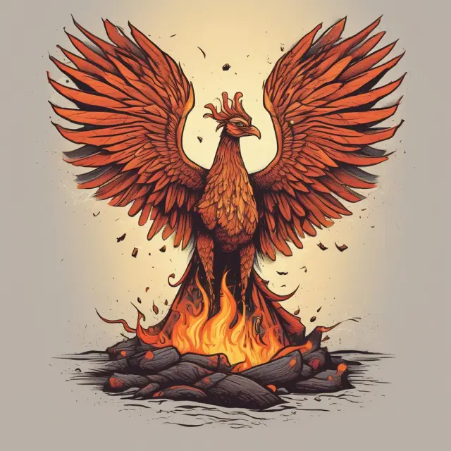 Two mythical Phoenixes emerging from flames, representing South Korea and Singapore