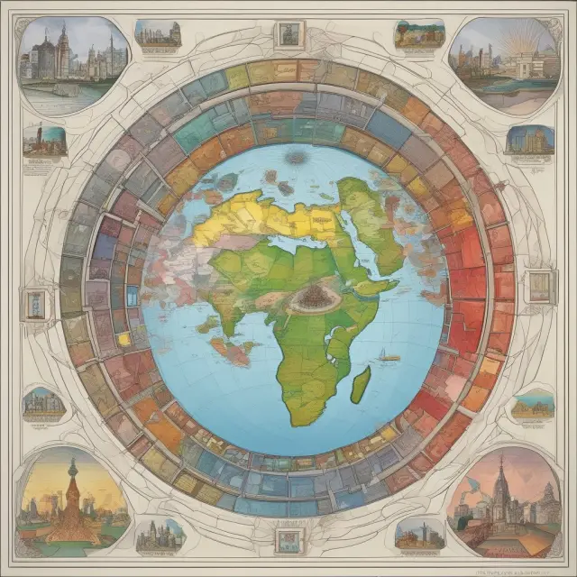 A vibrant kaleidoscope illustrating various developing countries