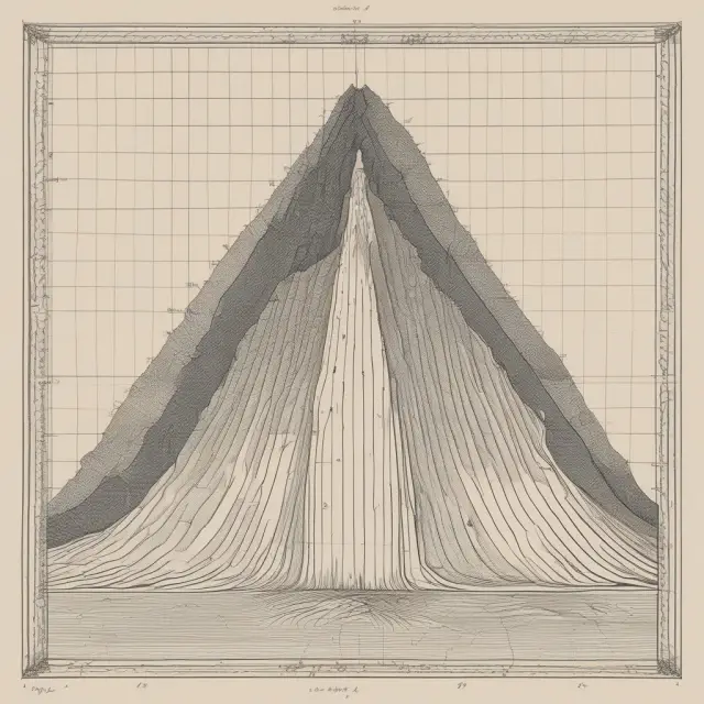 A symmetrical bell curve representing normal distribution with three sigma limits as boundaries.