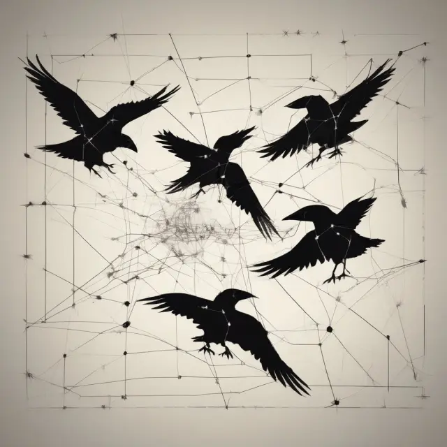 Three long-bodied black candles on a stock chart, symbolizing the three black crows pattern in finance. Formed when bears take over the market.