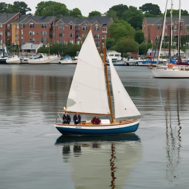Thrift boat sailing in a sea of housing assets, approaching the FDIC harbor for deposit insurance protection.
