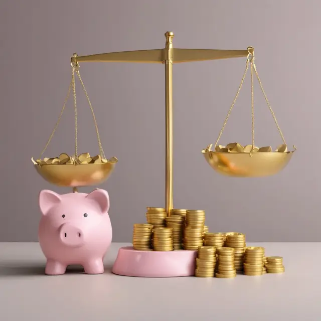 Scale with gold coins representing TSP contribution limits and a piggy bank