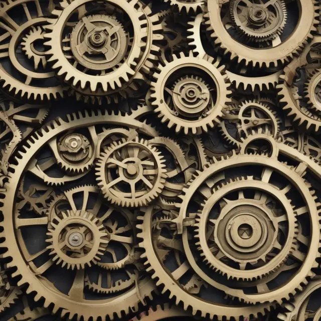 A clock face with gears of varying sizes symbolizing tick sizes for different futures contracts
