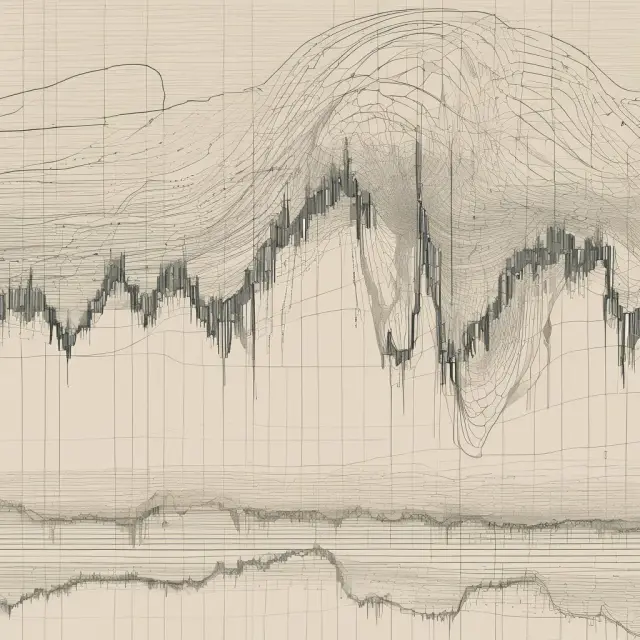 Visualization of tick sizes in the stock market, with waves symbolizing changes in price increments
