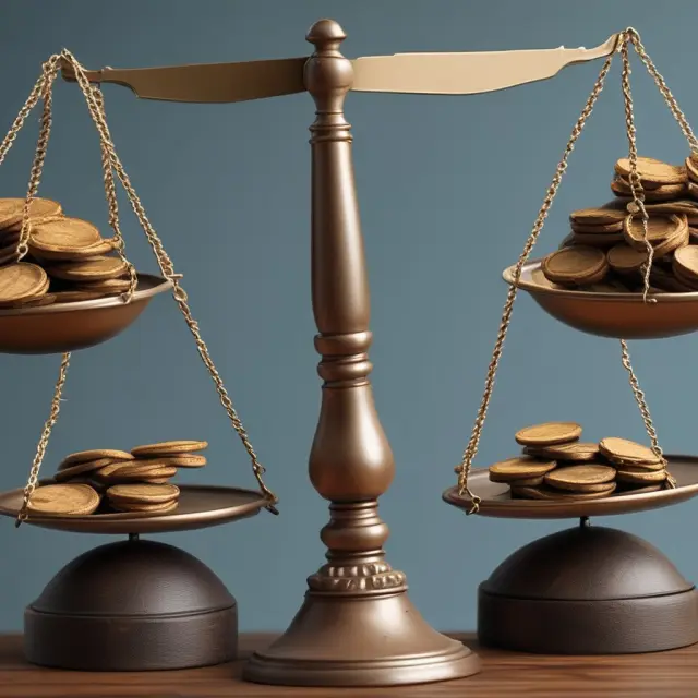 Scales representing tick sizes shifting between small and large, reflecting the equilibrium in financial markets between trading efficiency and market liquidity.