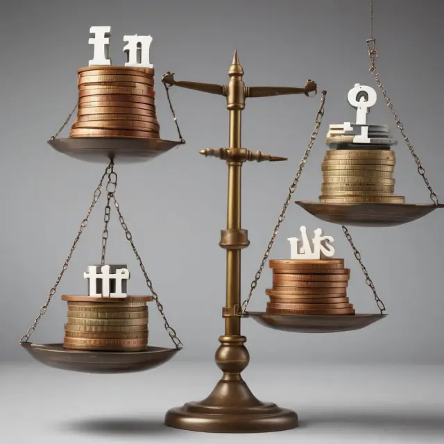 A balance scale with core tier 1 capital on one pan and total risk-weighted assets on the other, symbolizing the Tier 1 Capital Ratio calculation.