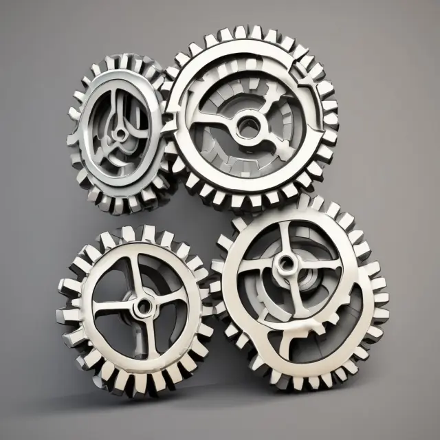 Interlocking gears representing Tier 1 (smaller) and Total Capital (larger) in a banking context, with percentage markers indicating ratio thresholds