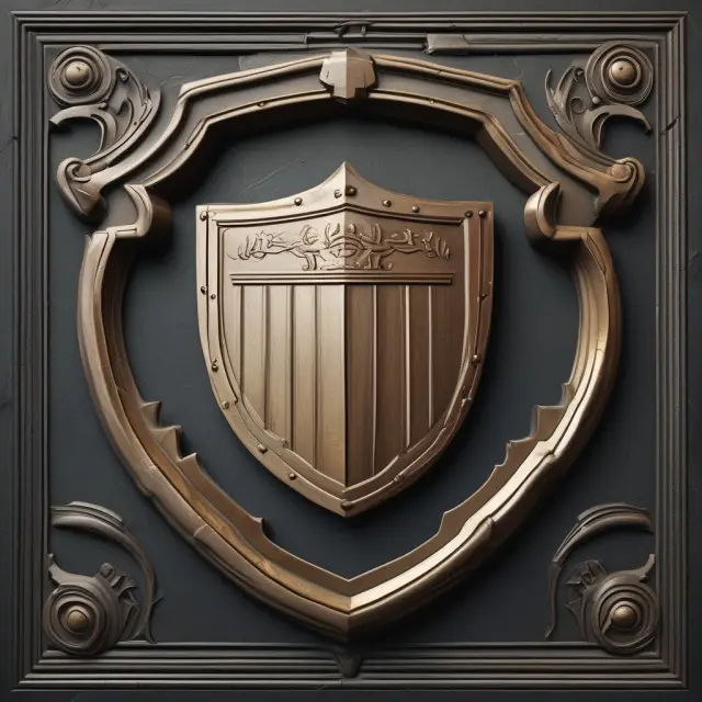 A shield made of golden bars symbolizing equity and disclosed reserves protecting a mountain range representing risk-weighted assets