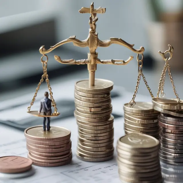 Scale with risk-weighted assets on one side and Tier 1 common capital (common stock, retained earnings, other comprehensive income) on the other, depicting balance and evaluation