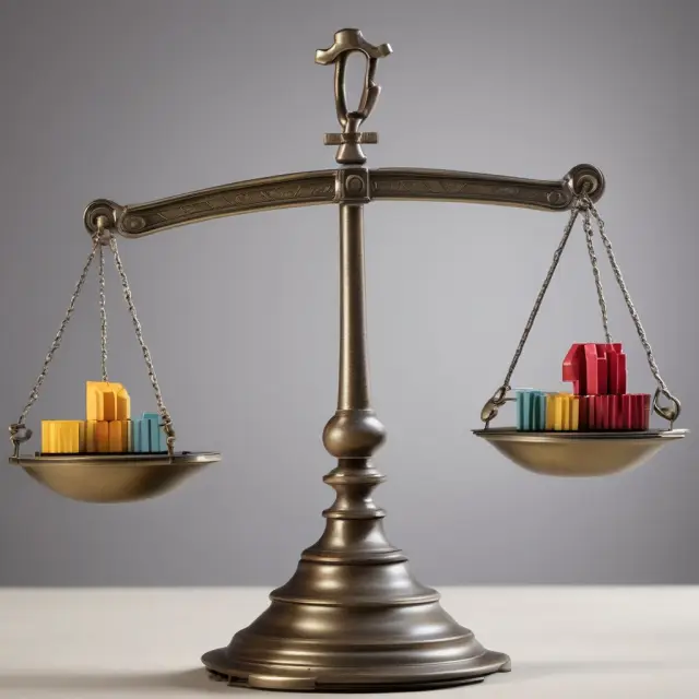 An image of a balance scale with an oversized Tier 1 leverage ratio weight on one side, but a hidden basket full of off-balance sheet risks at its base