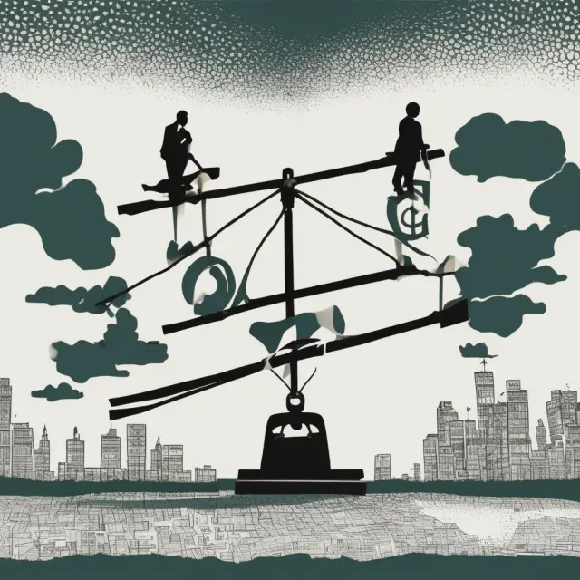Seesaw represents balanced coordination between monetary and fiscal policy, stability for the economy