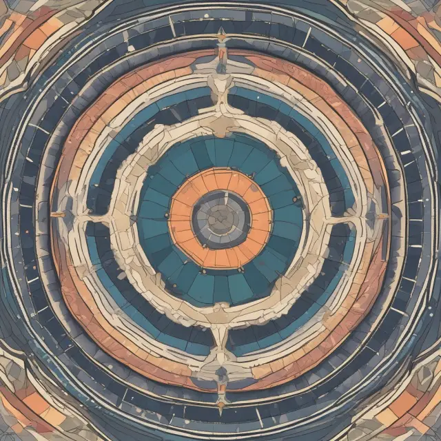 A vivid image of interconnected sub-periods forming an intricate kaleidoscope, each contributing to a stable time-weighted return wheel in investment performance evaluation.