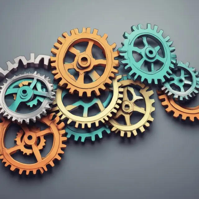Gears interconnecting and turning, representing the accurate calculation and elimination of cash flow distortions in Time-Weighted Rate of Return