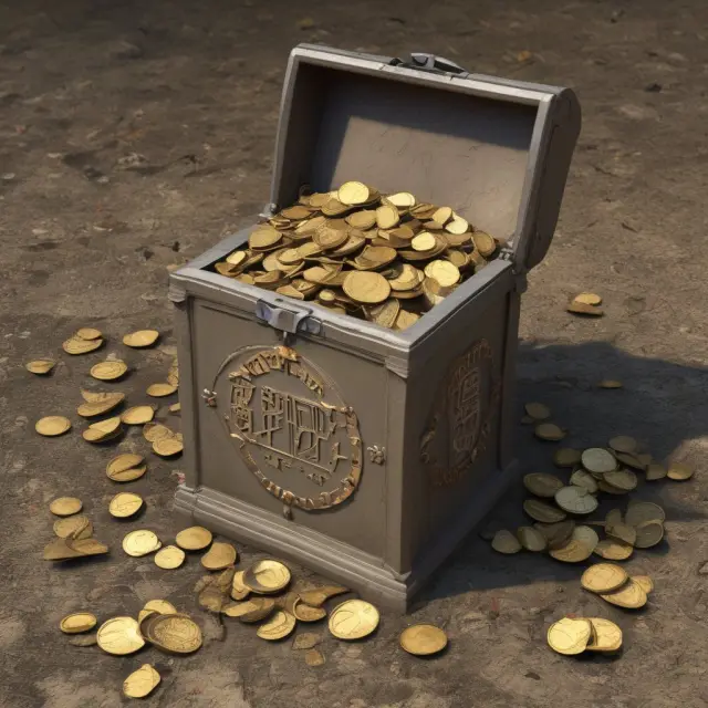 A time capsule filled with gold coins gradually losing their luster, symbolizing the depreciating purchasing power of time deposit funds due to inflation and missed opportunities.