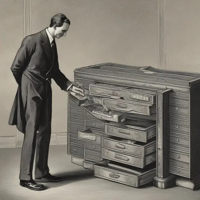 A time traveler comparing a short-term time deposit box (1 year) with a larger long-term time deposit box (5 years), illustrating differences in term length and potential interest rates.
