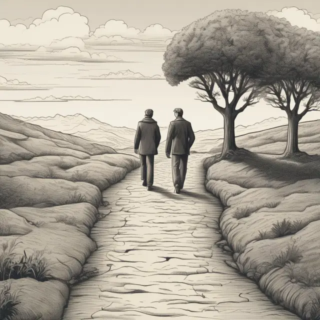 Couple at a crossroads: one path symbolizes short-term investments, the other represents long-term strategies