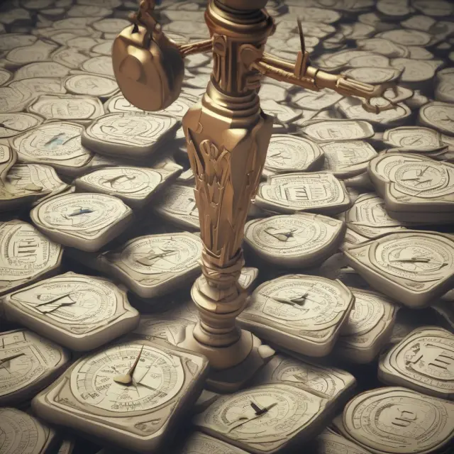 A giant balance scale with revenue streams on one side and times-revenue multiples representing company valuations on the other