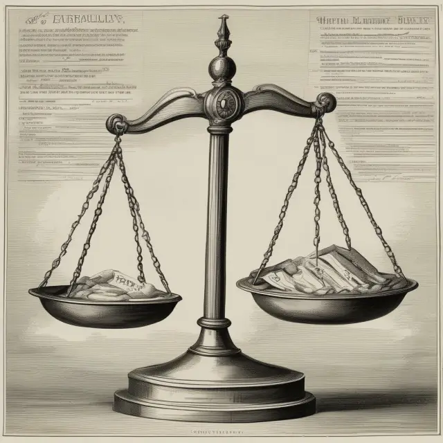 A balance with historical revenues on one side and profits on the other, highlighting the limitations of the times-revenue method.