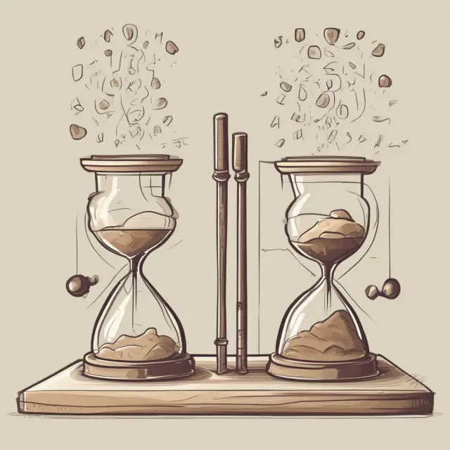 An image of two hourglasses representing time value and implied volatility in options trading.