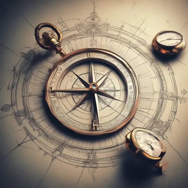 A compass with the North arrow pointing towards a tree, symbolizing time value of money leading financial industries and sectors