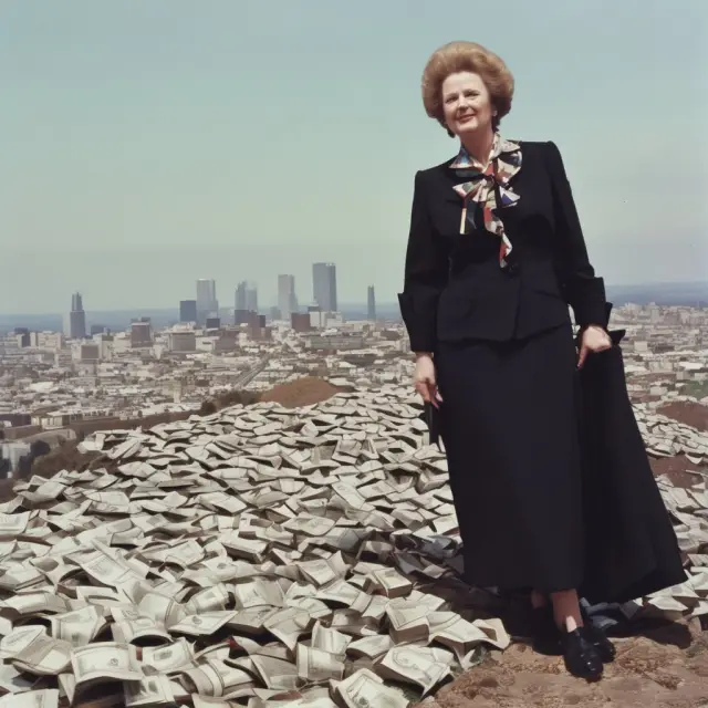 Margaret Thatcher holding the concept 