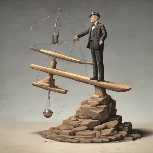 Image of a TIPS bond maturing on a see-saw, with interest payments represented as heavy weights causing the seesaw to tilt and inflation adjustments depicted as balance shifts.