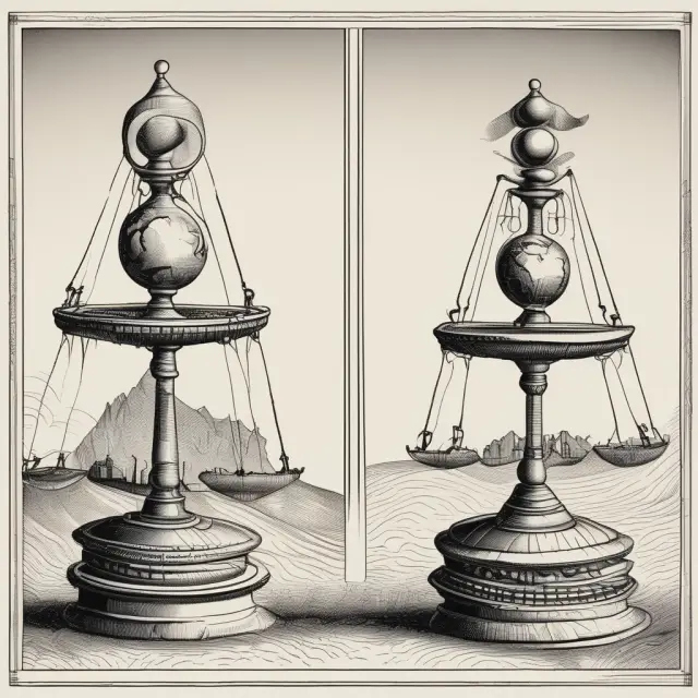 Yin and Yang scales representing the Tobin Tax debate, with one side symbolizing economic growth and the other market stability