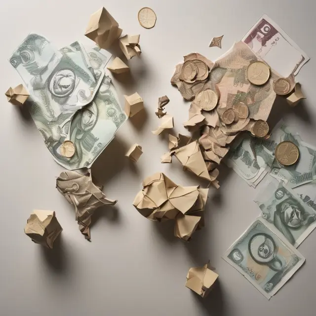 Two globes depicting interconnected financial systems with currencies intertwining, symbolizing ongoing debates regarding Tobin Tax